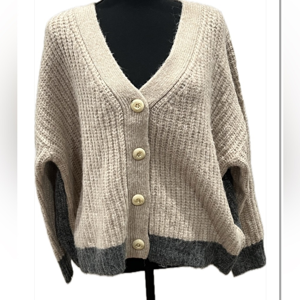 Women's Beige and Gray cardigan